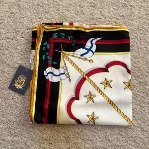 Mondi Fashion Royal Crest Patterned Vintage Silk Scarf